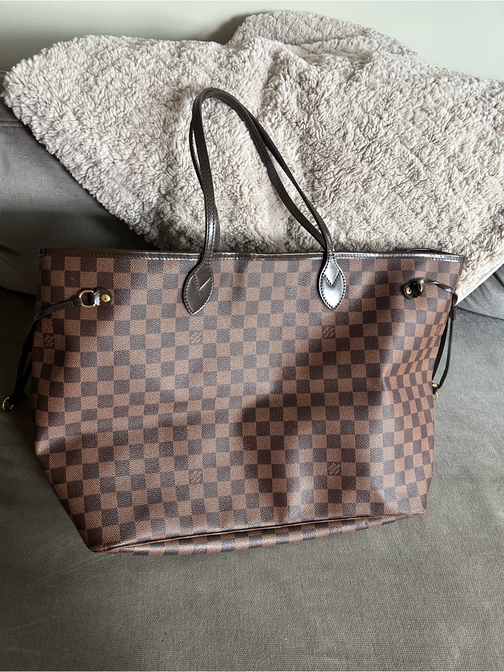 Louis Vuitton Neverfull GM Damier Tote Bag Brown checked